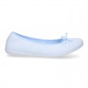 SQUARE design cotton Home Ballet flat shoes with ribbon.