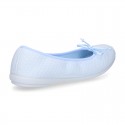 SQUARE design cotton Home Ballet flat shoes with ribbon.