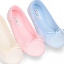 SQUARE design cotton Home Ballet flat shoes with ribbon.