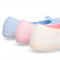 SQUARE design cotton Home Ballet flat shoes with ribbon.