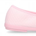 SQUARE design cotton Home Ballet flat shoes with ribbon.