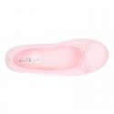 SQUARE design cotton Home Ballet flat shoes with ribbon.