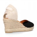 Women Suede leather V shape espadrille shoes Valenciana style.