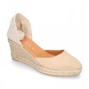 Women Suede leather V shape espadrille shoes Valenciana style.