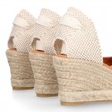 Women Suede leather V shape espadrille shoes Valenciana style.