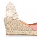 Women Suede leather V shape espadrille shoes Valenciana style.