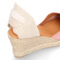 Women Suede leather V shape espadrille shoes Valenciana style.