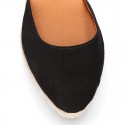 Women Suede leather V shape espadrille shoes Valenciana style.