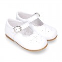 Chopped design kids OKAA little Mary Jane shoes with buckle fastening in nappa leather.