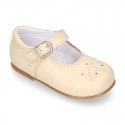 Chopped design kids OKAA little Mary Jane shoes with buckle fastening in nappa leather.