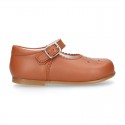 Chopped design kids OKAA little Mary Jane shoes with buckle fastening in nappa leather.