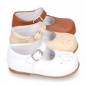 Chopped design kids OKAA little Mary Jane shoes with buckle fastening in nappa leather.