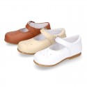 Chopped design kids OKAA little Mary Jane shoes with buckle fastening in nappa leather.