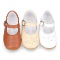 Chopped design kids OKAA little Mary Jane shoes with buckle fastening in nappa leather.