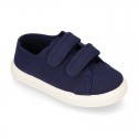 Cotton Canvas kids Sneaker laceless in NAVY BLUE color.