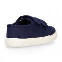 Cotton Canvas kids Sneaker laceless in NAVY BLUE color.