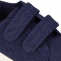 Cotton Canvas kids Sneaker laceless in NAVY BLUE color.