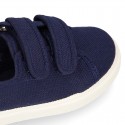 Cotton Canvas kids Sneaker laceless in NAVY BLUE color.