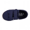 Cotton Canvas kids Sneaker laceless in NAVY BLUE color.