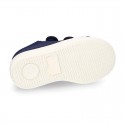 Cotton Canvas kids Sneaker laceless in NAVY BLUE color.