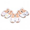 Embroidery leather Kids Menorquina sandals with rear strap.