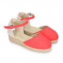 CORAL Cotton Canvas Girl espadrilles with buckle fastening.