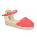 CORAL Cotton Canvas Girl espadrilles with buckle fastening.