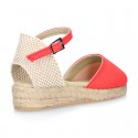 CORAL Cotton Canvas Girl espadrilles with buckle fastening.