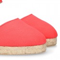 CORAL Cotton Canvas Girl espadrilles with buckle fastening.