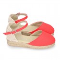 CORAL Cotton Canvas Girl espadrilles with buckle fastening.