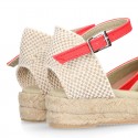 CORAL Cotton Canvas Girl espadrilles with buckle fastening.