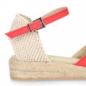 CORAL Cotton Canvas Girl espadrilles with buckle fastening.