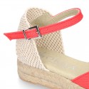 CORAL Cotton Canvas Girl espadrilles with buckle fastening.