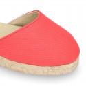 CORAL Cotton Canvas Girl espadrilles with buckle fastening.