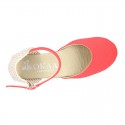CORAL Cotton Canvas Girl espadrilles with buckle fastening.