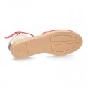 CORAL Cotton Canvas Girl espadrilles with buckle fastening.