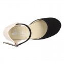 BLACK Cotton Canvas Girl espadrilles with buckle fastening.