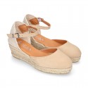 Classic Suede leather 3 CM wedge sandals espadrille shoes.