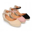 Classic Suede leather 3 CM wedge sandals espadrille shoes.