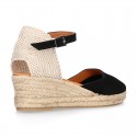 Classic Suede leather 3 CM wedge sandals espadrille shoes.