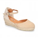 Classic Suede leather 3 CM wedge sandals espadrille shoes.