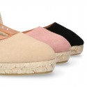 Classic Suede leather 3 CM wedge sandals espadrille shoes.