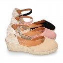 Classic Suede leather 3 CM wedge sandals espadrille shoes.