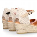 Classic Suede leather 3 CM wedge sandals espadrille shoes.