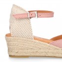 Classic Suede leather 3 CM wedge sandals espadrille shoes.