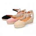 Classic Suede leather 3 CM wedge sandals espadrille shoes.