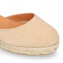 Classic Suede leather 3 CM wedge sandals espadrille shoes.