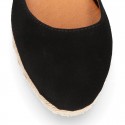 Classic Suede leather 3 CM wedge sandals espadrille shoes.