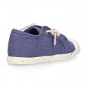 RECYCLED Canvas Kids Sneaker shoes laceless and with toe cap in soft colors.