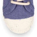 RECYCLED Canvas Kids Sneaker shoes laceless and with toe cap in soft colors.